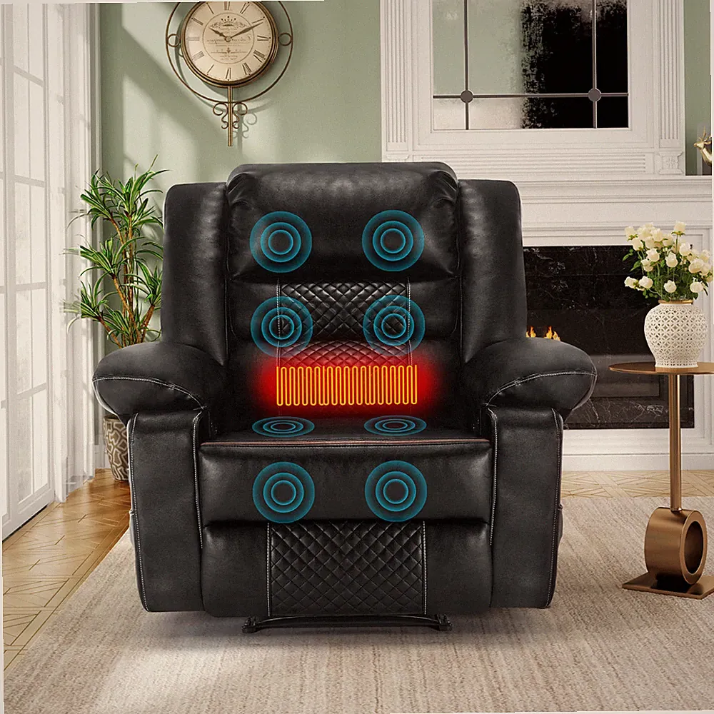 Breathable Leather Massage Recliner Chair Manual Reclining Sofa 330lb w/Remote