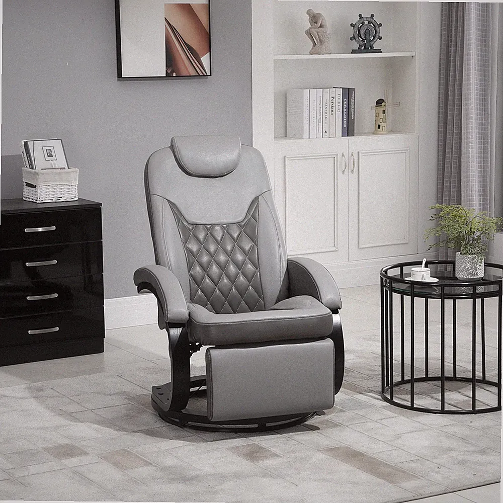 Fake Leather Rocking Living Room Chair with 360 Swivel Rotation & Sponge Cushion