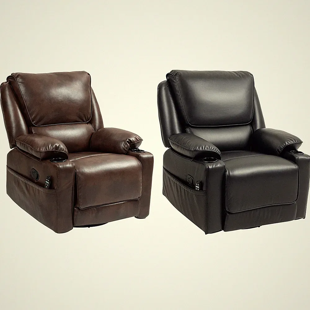 HOMCOM Massage Recliner Chair with Heat, Swivel Rocker with Footrest