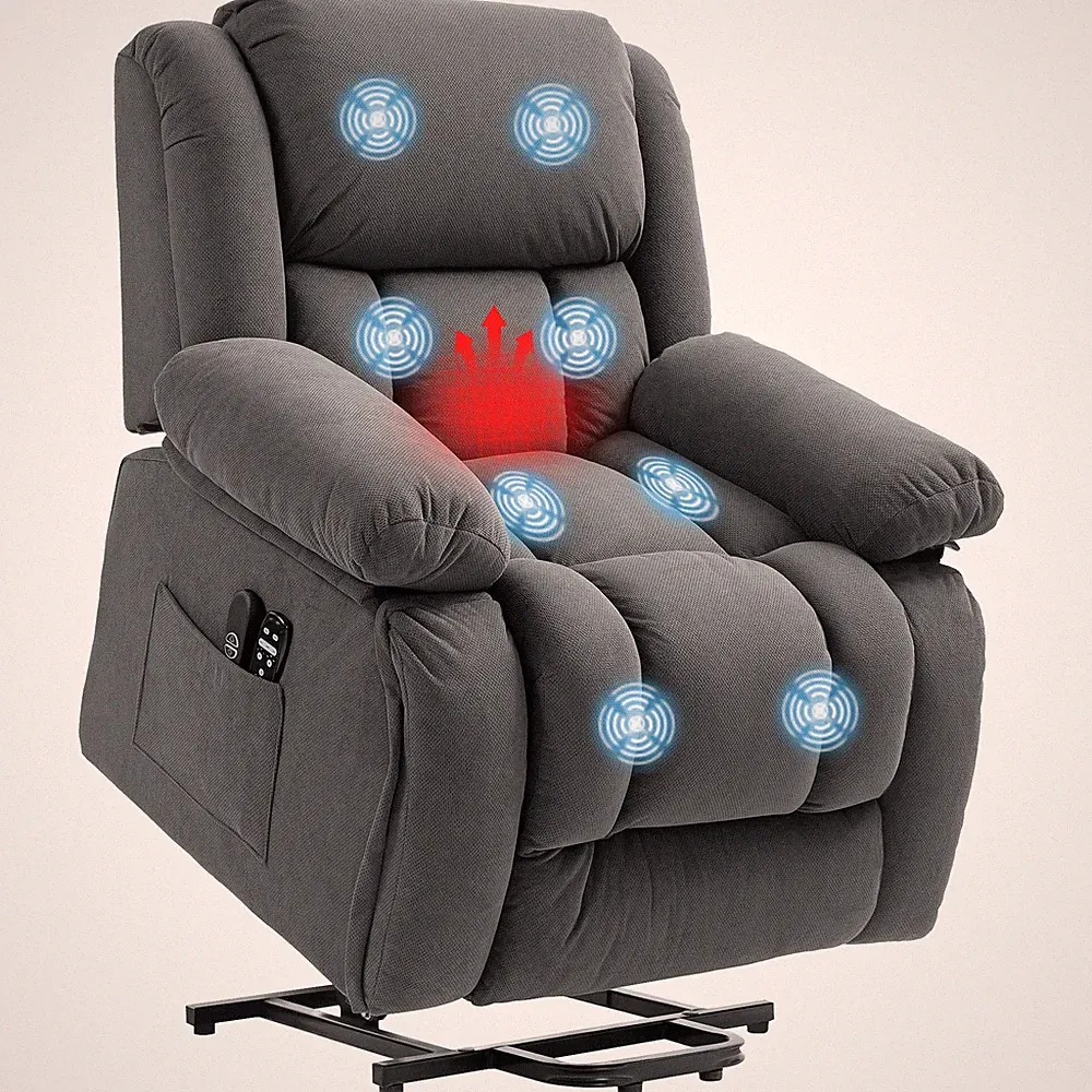HOMCOM Power Lift Recliner Chair with Vibration Massage and Heat, Gray
