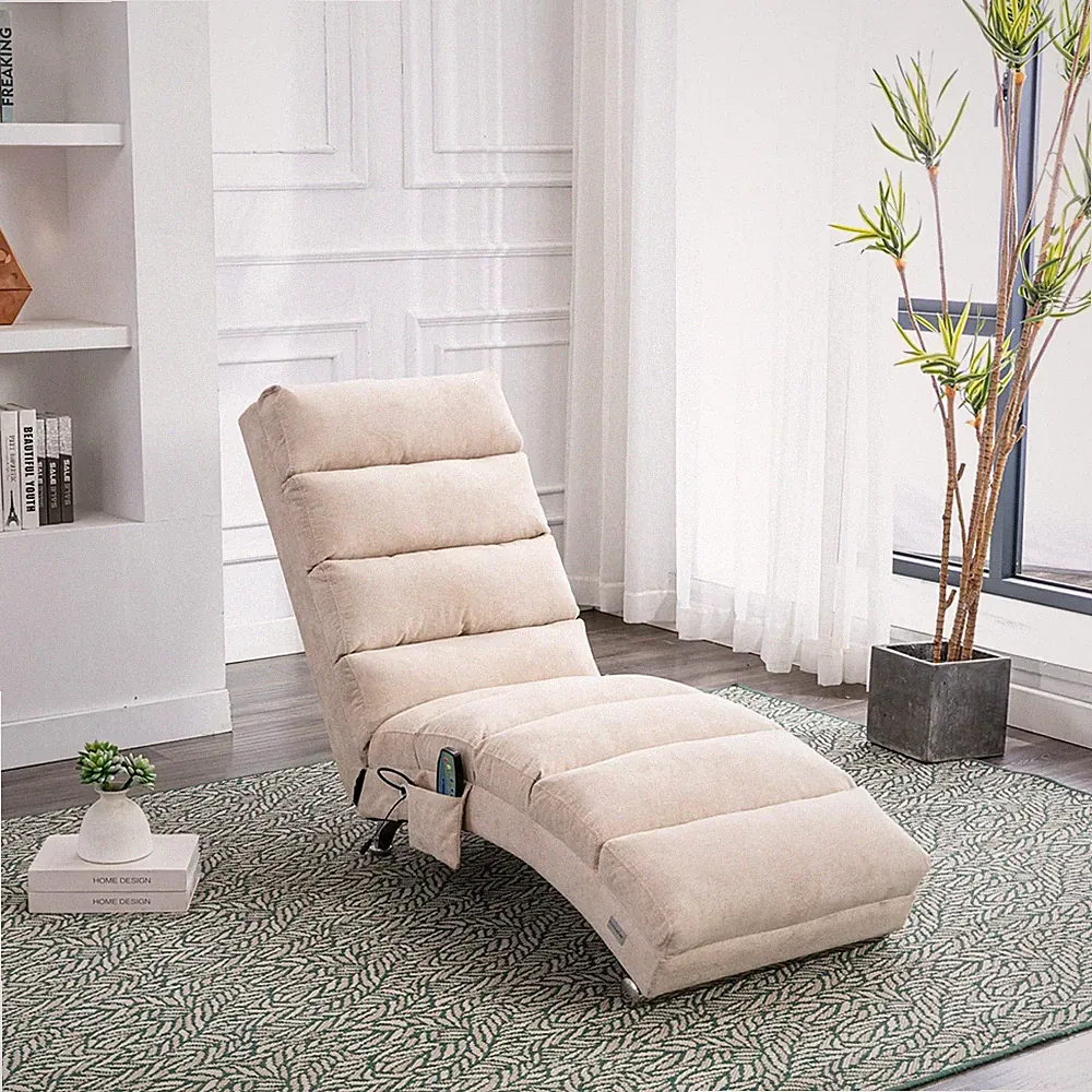 Vibrating Ergonomic Chaise Lounge Chair Armless Leisure Recliner for Apartment